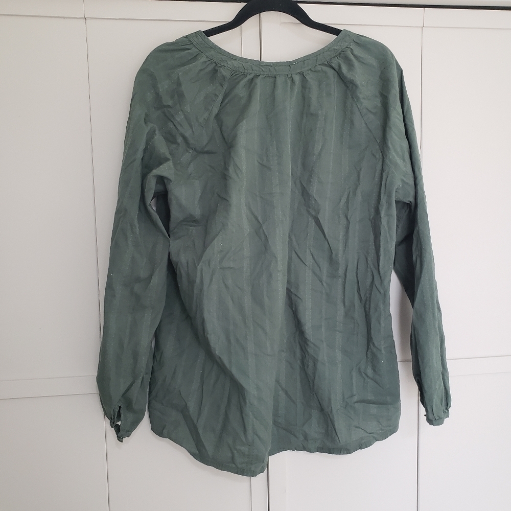 Woolrich Womens XL Olive Green Long Sleeve Buttoned V Neck Blouse XL‎ - Picture 9 of 11